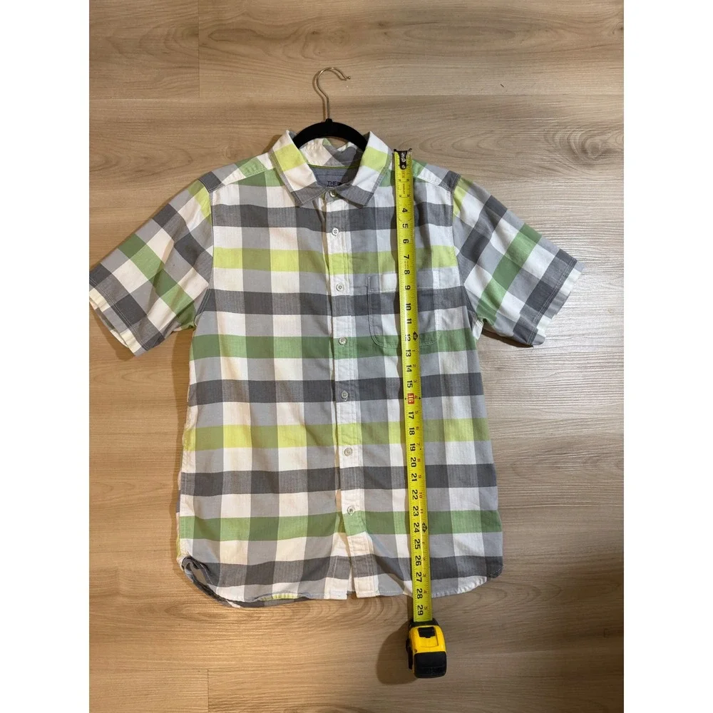 The North‎ Face Button Down Mens M Green Plaid Short Sleeve Hiking Casual Shirt